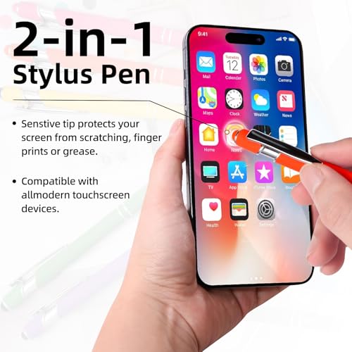 Ballpoint Pen 2-in-1 Stylus 8 Pack, Retractable Ballpoint Pen with Stylus tip Metal Stylus Pen for Touch Screens, 1.0 mm Black Ink (8 PACK) - color: 8 PACK