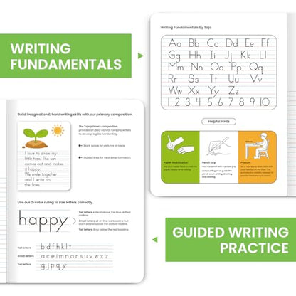 Taja 8 Pack Primary Composition Notebook K-2, Cute Composition Book Primary Ruled, 9-3/4" x 7-1/2", 160 Pages (80 Sheets), Perfect for School Office Supplies, Pastel Colors - size: 8-Pack