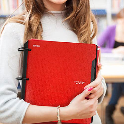 Five Star Flex Refillable Notebook + Study App, College Ruled Paper, 1 Inch TechLock Rings, Pockets, Tabs and Dividers, 200 Sheet Capacity, Color Will Vary (29328)