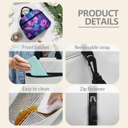 Butterfly Lunch Box for Girls 4-6 Purple Preppy Lunch Box for Kids 6-8 Preschool Meal Bag Boys 8-10 Kindergarten Toddler Children Elementary School Adjustable Shoulder Strap Portable - color: Purple Butterfly