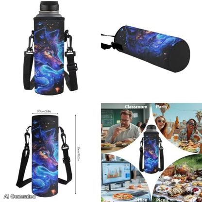 Galaxy Wolf Backpack for Boys Girls Backpack with Lunch Box Water Bottle Pouch and Soft Pencil Case 4PCS Set Cute Bookbag with Front Pocket 17" Large School Bag for Graduation Season Gift - color: Cool Galaxy Wolf