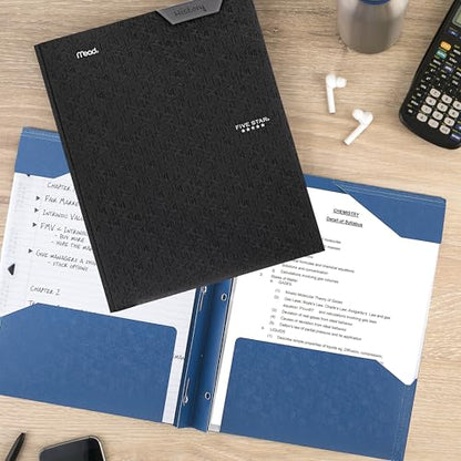 Five Star 2-Pocket Folder, Plastic Folder with Stay-Put Tabs and Prong Fasteners, Holds 8-1/2" x 11" Paper, Black (72113) - color: Black, size: 1 Count (Pack of 1)