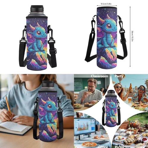 Dragon Starry Print Backpack Set for School Kids, 4PCS Book Bag with Lunch Bag Pencil Case Water Bottle Sleeve Back to School Supplies - color: Dragon Starry