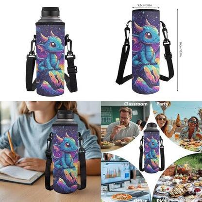Dragon Starry Print Backpack Set for School Kids, 4PCS Book Bag with Lunch Bag Pencil Case Water Bottle Sleeve Back to School Supplies - color: Dragon Starry