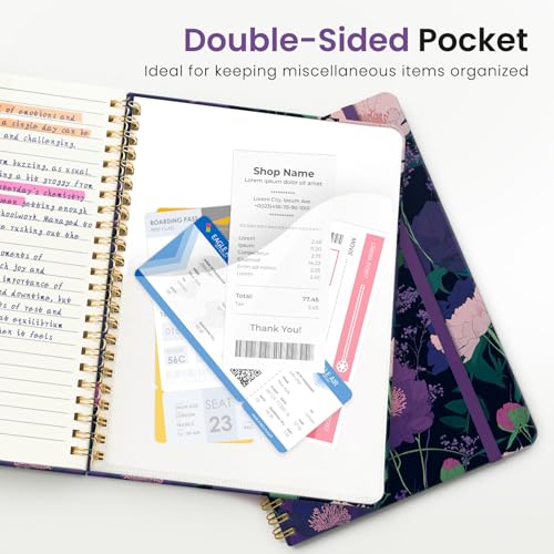 ZOTIA Lined Spiral Journal for Women, A5 Aesthetic Hardcover Notebook for Work, School & Note Taking, Pretty College Ruled Journal, 140 Pages, 6" x 8", Plum Reverie - color: H-Plum Reverie