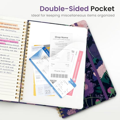 ZOTIA Lined Spiral Journal for Women, A5 Aesthetic Hardcover Notebook for Work, School & Note Taking, Pretty College Ruled Journal, 140 Pages, 6" x 8", Plum Reverie - color: H-Plum Reverie