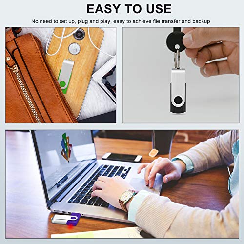 KOOTION 5 Pack 32GB USB 3.0 Flash Drives Swivel USB Stick Thumb Drives with High-Speed Transfer(Colors: Black, Blue, Green, Purple, Red) - color: Blue, Red, Green, Purple, Black, size: 32GB 3.0