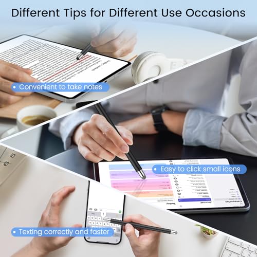 Stylus Pen for Touchscreen, 3 in 1 Magnetic Stylus Pens 2Pcs High Sensitivity & Precision Stylus Pencil for Apple iPad iPhone Sumsung Fire HD Tablets All Universal Touchscreen Devices - color: Black/Black
