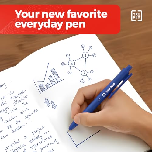 Staples TRU RED Retractable Gel Pens, Medium Point 0.7mm, Blue Ink, 12 Pack - Quick-Dry Pens for Smooth, Smear-Free Writing - color: Blue, size: 12 Pack, style: Medium Point