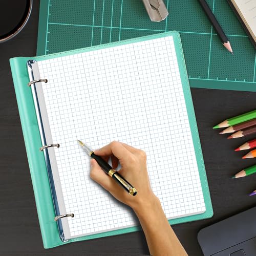 (2-Pack) A4 Grid Filler Paper, 3-Hole Graph Paper, 200Sheets / 400Pages Loose-Leaf Paper, 100gsm White Paper, 8.5'' x 11'' - size: 8.5" x 11"