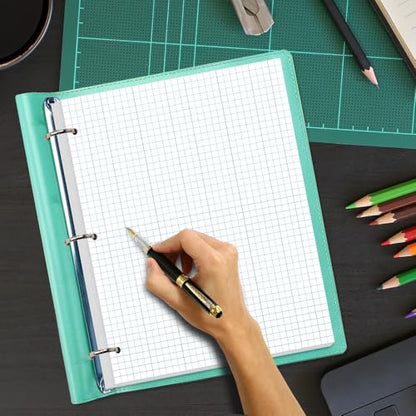 (2-Pack) A4 Grid Filler Paper, 3-Hole Graph Paper, 200Sheets / 400Pages Loose-Leaf Paper, 100gsm White Paper, 8.5'' x 11'' - size: 8.5" x 11"