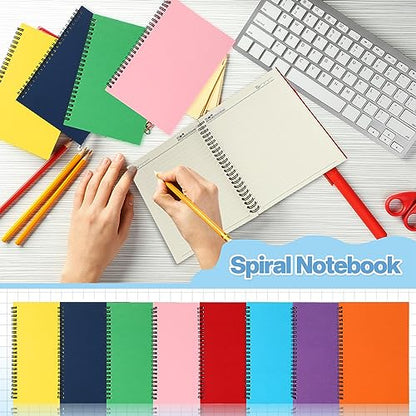 Yeaqee 60 Pack Spiral Notebooks Bulk, College Ruled 8.5 x 5.5 inch Small Spiral Notebooks 50 Sheets, Hardcover Writing Journals for Back to School Supplies, Classroom, Students, Teachers
