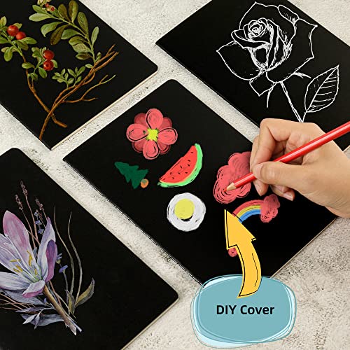 24 Pack Blank Notebook & Journal Bulk, Black Cover, Unlined Plain Thick Paper, A5 Size, 5.5x8.3 inch, 60 Page, Small Sketchbook Subject Note Pad Set for Women Men Kids Traveler Student Office - color: Black, style: Black-24-Unlined