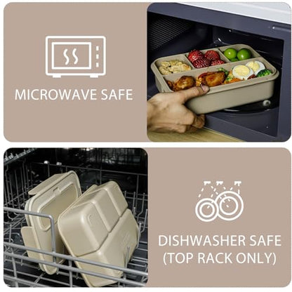 Caperci Bento Box Adult - 50 oz Large Lunch Containers for Adults and Teens, 4-Compartment Bento Lunch Box with Utensils & Leak Proof Sauce Cup, Dishwasher Safe, Durable, BPA-Free (Mocha) - color: Mocha