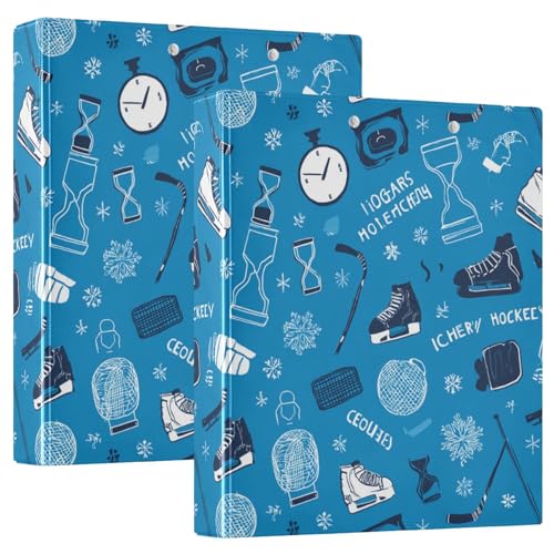 Ice Hockey Round Ring Binders 1.5 Inch 3 Ring Binder with Clipboard Holds 200 Sheets Office Home School - color: Multicolored 9