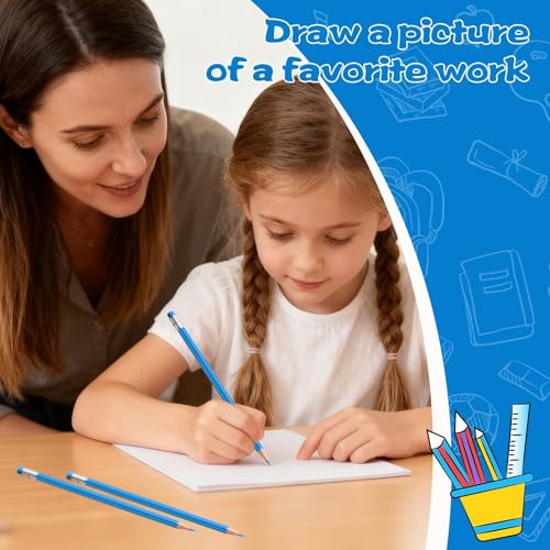 60 PCS Light Blue Pencils Bulk with Eraser, Pre-Sharpened HB Pencils for Writing & Drawing, School Supplies for Kids Homework, Tests, Art Crafts & Teacher Grading (Light Blue) - color: lightblue