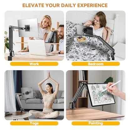 Portable Monitor Holder Mount Arm with Strong Magnetic 360° Rotating Base Bearing Over 5LBS Compatible with 12.9/14.6/15.6/17.3/18.5 inch iPad Pro/Mini/Air/Surface/Samsung - size: Up to 18.4''
