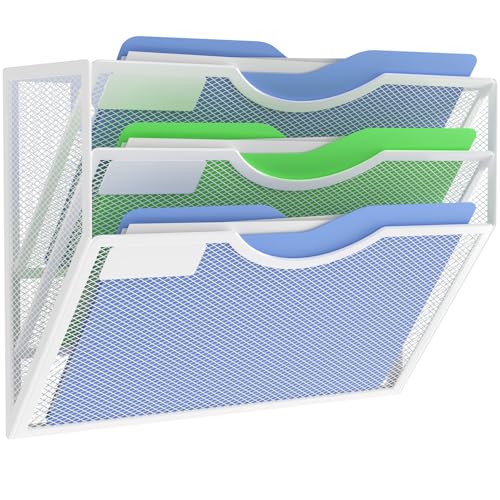 Kuntine.B Wall File Organizer Office Hanging Magazine Holder Wall File Organizer for Office Home - color: White, size: 3 Tier & No Hangers