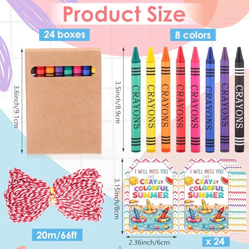 Resurhang 24 Sets/192 Pcs Crayons Bulk 8 Color Back to School Gifts Individual Packs Mini Wrapped Wax Washable Crayons for Student School Supplies Classroom Rewards Gifts - color: 8 Color