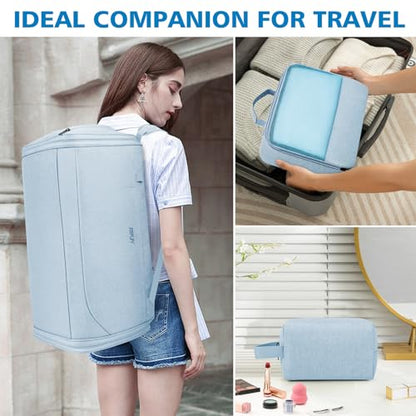 Convertible Garment Bags for Travel - Carry on Garment Duffle Bag with Backpack Straps for Men Women, 4 in 1 Large Travel Duffel Bags with Shoes Compartment Hanging Suit Dress Weekender Bag 3pcs Set - color: C-Wathet Blue