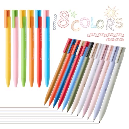 Colored Pens for Note Taking, 18 Pack Colorful Gel Ink Pens Retractable Quick Dry 0.5mm Fine Point for Bullet Journaling, Coloring, Planning & Art Supplies - color: 18 Pcs Dopamine and Morandi and Vintage