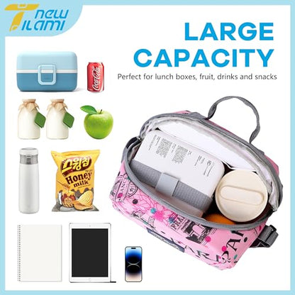 NEW TILAMI Kids Lunch Bag Double Insulated for tilami Rolling Backpack Girls Boys forTravel School Picnic, Romantic Pink - color: Romantic Pink