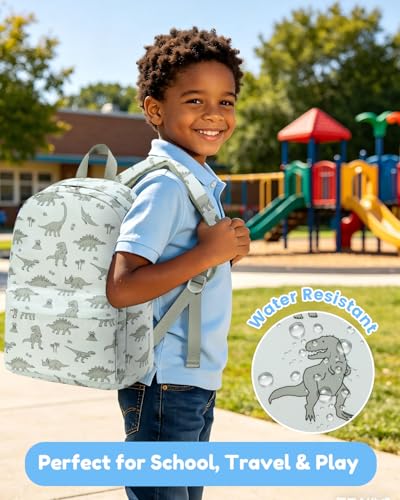 CAMTOP Backpack for Kids, Boys Girls Preschool Backpacks with Lunch Box Toddler Kindergarten School Bookbag Set (Beige Dinosaur) - color: Beige Dinosaur