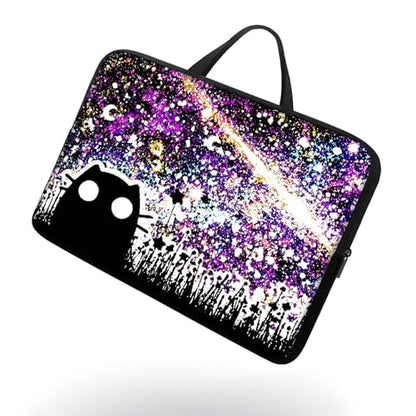 13 13.3 14 inch Laptop Sleeve with Handle, Black Cat Night Sky Water‑Resistant Laptop Carrying Case for MacBook Air 13-inch/MacBook Pro 13/14 inch/Dell/HP/Lenovo - color: Black Cat Night Sky, size: 13-14 inch Devices