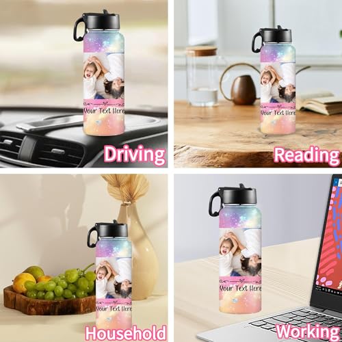 D-Story Custom Water Bottle with Straw Lid 18Oz Personalized Picture Stainless Steel Insulated Water Bottles for Boys Girls Women Men Customize Thermoses Cup Back to School Birthday Gifts - color: Design 19
