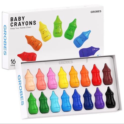 16 Colors Jumbo Baby bottle Crayons for Toddlers 1-3,Non-Toxic & Washable,Easy-Grip Infant Crayons for Early Learning & Arts and Crafts - color: 16 Colors