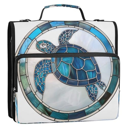 3 Ring Zipper Binder Blue Sea Turtle Binders Bag with Shoulder Strap 500 Sheets Paper Organizer Trapper Keeper Documents Storage File Folder for School Office - color: A439