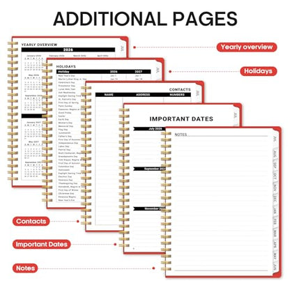 Planner 2026-2027, 8.5" x 11" Weekly and Monthly Academic Year Planner Calendar, July 2026 - June 2027, Hardcover Large School Planning Agenda With Tabs, Perfect for School & Office Supplies, A4, Tomato Red - color: K-Tomato Red, size: A4(8.5"x11")