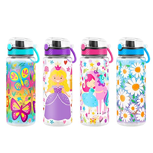 Cute Water Bottle for School Kids Girls, BPA FREE Tritan & Leak Proof & Easy Clean & Carry Handle, 23oz/ 680ml - Princess - color: Princess