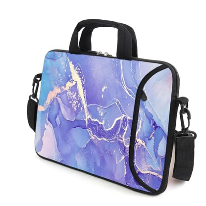 15.6" laptop sleeve chromebook case adjustable shoulder strap with handle accessory pocket (Purple) - color: Purple