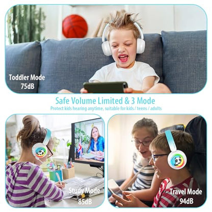 Kids Bluetooth Headphones, Lightweight Wireless Headphones for Kids, 75/85/94dB Volume Limited, Bluetooth 5.4, Over-Ear Toddler Headsets Detachable Mic fot School/Travel/Tablet (Panda) - style: Panda