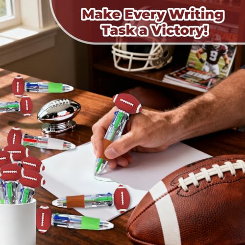 Football Party Favors Football Pens Mini Multicolor Pen in One Cute Fun 4-in-1 Pens Bulk Cool Ballpoint Pens for Birthday Gifts Teacher Supplies (Football, 12) - style: Football