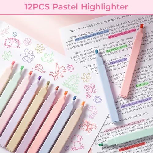 WOBAGMEN 62PCS Aesthetic School Supplies with Quilted Pencil Case, Pastel Highlighters, Gel Pens Mechanical Pencils Set, Cute Back to School Supplies, College Essentials (Blue Floral, M) - color: Blue Floral