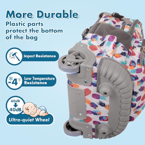 Tilami Rolling Backpack for Kids 18 inch Boys and Girls Laptop Backpack,Pine apples - color: Pine Apples