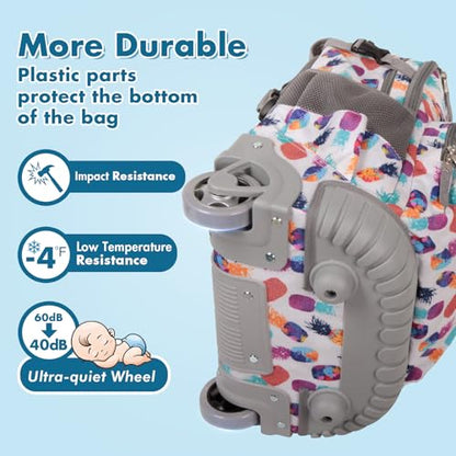 Tilami Rolling Backpack for Kids 18 inch Boys and Girls Laptop Backpack,Pine apples - color: Pine Apples