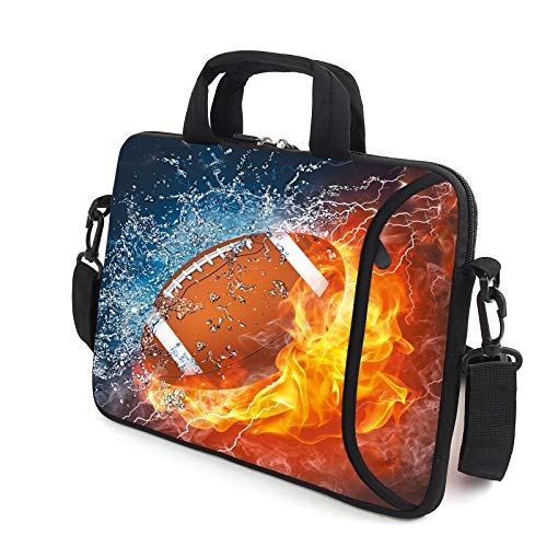 AMARY 13" 13.3" laptop sleeve chromebook case adjustable shoulder strap with handle accessory pocket (Football) - color: Football