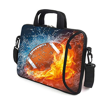 AMARY 13" 13.3" laptop sleeve chromebook case adjustable shoulder strap with handle accessory pocket (Football) - color: Football
