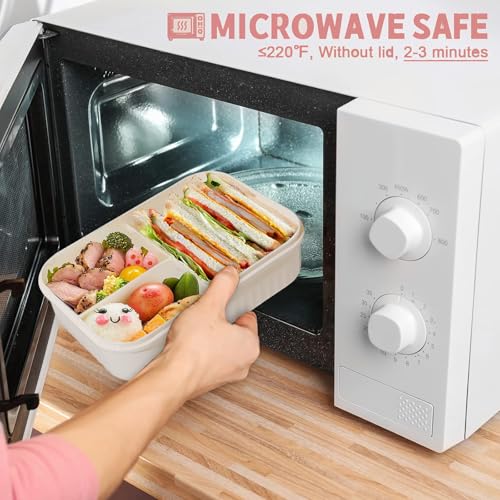 Bento Box Adult, 1800 ML Bento Lunch Box for Kids Children with 3 Compartments, Lunch Food Containers with Spoon & Fork, Microwave & Dishwasher Safe, BPA-Free and Food-Safe Materials(Pink) - color: Pink