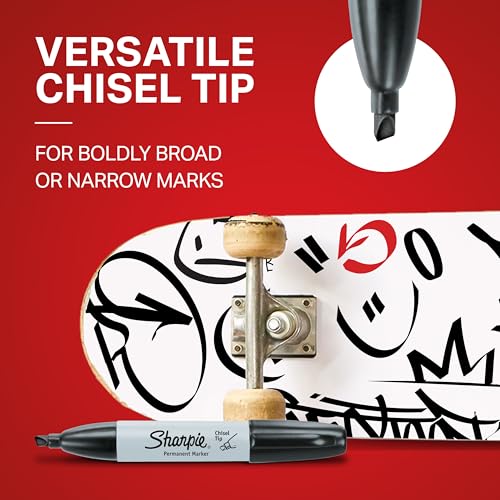 Sharpie Permanent Markers,Chisel Tip,Black,- Home,School,Office Supplies,12 Count (Pack of 12) - size: 12 Count (Pack of 12)