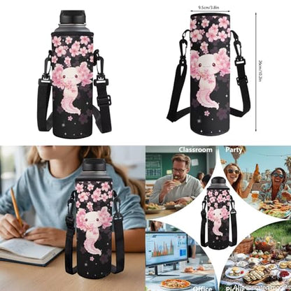 17 Inch Kid's 4PCS Backpack Set, Back to School Essentials | Insulated lunch box, water bottle pouch, pencil case, lightweight, padded shoulder straps, for elementary, middle school - color: Pink Axolotl-3