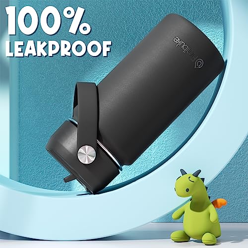 Fimibuke Kids Insulated Water Bottle, 14oz BPA FREE 18/8 Stainless Steel Travel Tumbler Double Wall Vacuum Leak Proof Kids Cup with Straw Metal Water Bottle for School Boys Girls(1 Pack, Black) - color: B10. Black