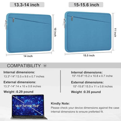 15.6 inch Laptop Sleeve, Slim Computer Carrying Bag Protective Cover Briefcase with Front Pocket, Durable Laptop Case for 15-16 Inch HP, Dell, Lenovo, Asus- Sky Blue - color: Sky Blue, size: 15.6 Inch
