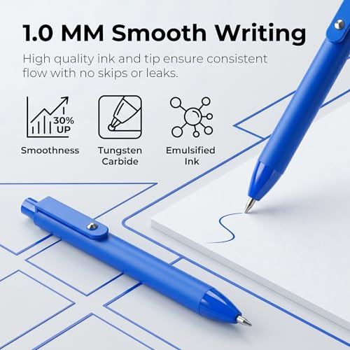 10 Pack Fidget Pens for Adults, Anxiety Relief Ballpoint Pens, 1mm Smooth Writing for Journaling and Bible Study, Soft Rubber Barrel, Sensory Office and School Supplies（Blue） - color: Blue