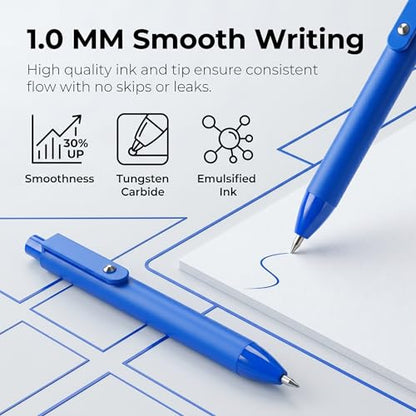 10 Pack Fidget Pens for Adults, Anxiety Relief Ballpoint Pens, 1mm Smooth Writing for Journaling and Bible Study, Soft Rubber Barrel, Sensory Office and School Supplies（Blue） - color: Blue
