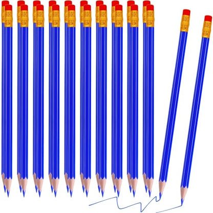 24 Pcs Erasable Checking Pencils, Pre-Sharpened, for Marking, Coloring, Tests, Grading, Office, (Blue) - color: Blue