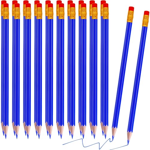 24 Pcs Erasable Checking Pencils, Pre-Sharpened, for Marking, Coloring, Tests, Grading, Office, (Blue) - color: Blue